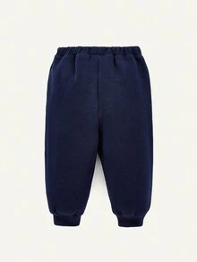 Cozy Pixies Baby Boy Letter Graphic Two Tone Sweatshirt & Sweatpants - Blue - View 4