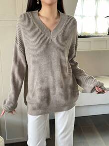 SHEIN Unity 條紋針織落肩袖套頭毛衣不附帶圍巾