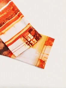 SHEIN ICON Graphic Print Crop Tee - Red - View 4