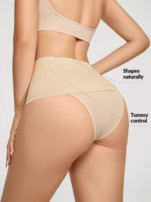 SHAPORA Bragas faja unicolor de talle alto - Beis - Ver 2
