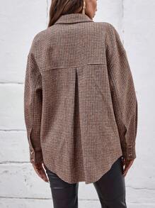 SHEIN Clasi 千鳥格印花落肩袖外套