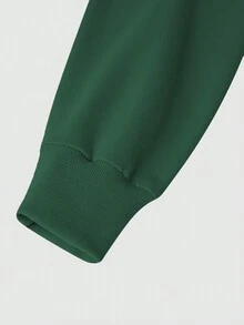 Manfinity Hypemode Men Eagle Print Kangaroo Pocket Drawstring Hoodie - Dark Green - View 3