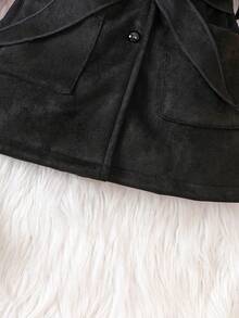 Đứa bé gái Cổ giả Áo thun & Nút phía trước Đầm - màu đen - Xem 6