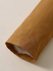 SHEIN 男小童字母補丁細節毛絨內襯連帽外套