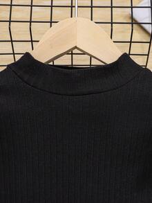 女大童荷葉邊T恤&腰帶半身裙 - 棕色 - 查看 4