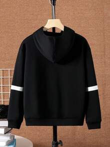 SHEIN Áo nỉ giữ nhiệt lót trong, in chữ, dành cho bé trai tuổi teen. - màu đen - Xem 2