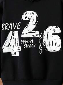 SHEIN Áo nỉ giữ nhiệt lót trong, in chữ, dành cho bé trai tuổi teen. - màu đen - Xem 7