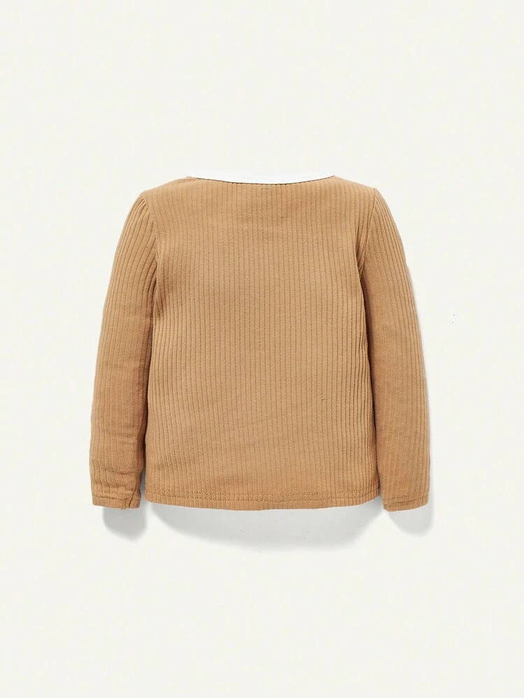 4pcs Baby Girl Snug Fit Pajamas, Color Block Round Neck Long Sleeve Top And Pants Set