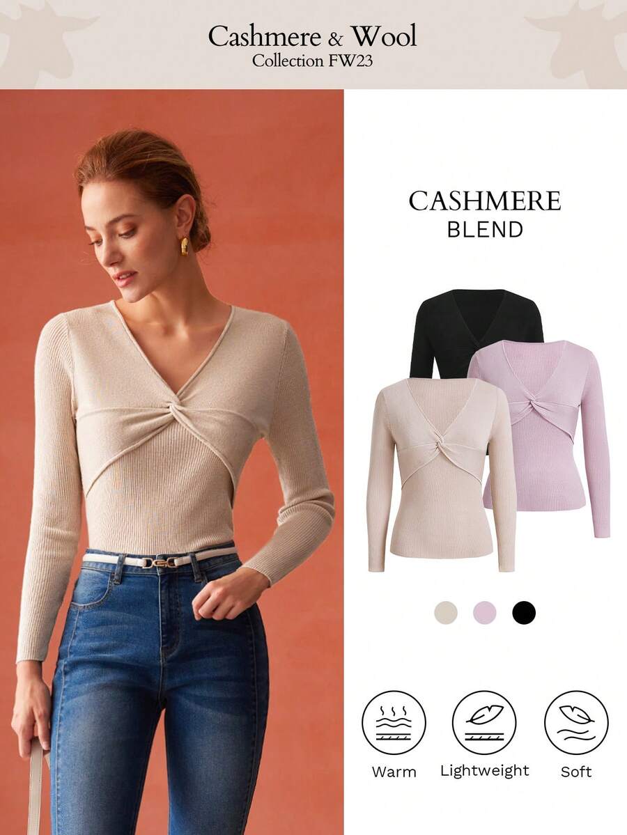 MOTF PREMIUM CASHMERE-BLEND TWIST SWEATER