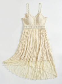 Soleia Contrast Lace Cami Dress - Apricot - View 5