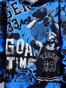 SHEIN 男大童人物和字母圖案連帽衫和運動褲 - 彩色 - 查看 5