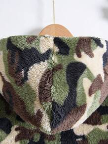Thiếu niên cô gái Camo In áo có mũ Lông cừu áo Không có áo len - xanh quân đội - Xem 7