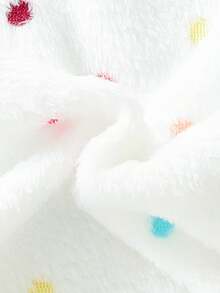 SHEIN Young Girl Polka Dot Pattern Flannel Sweatshirt & Sweatpants - White - View 4