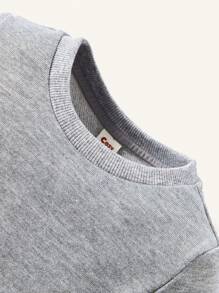 Cozy Pixies Baby Boy 2pcs Solid Pullover & 2pcs Sweatpants Matching Set - Light Grey - View 11