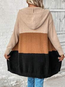 SHEIN LUNE 撞色落肩袖開襟開衫 - 彩色 - 查看 2