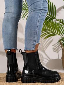 Women's Short Rain Boots, Classic & Fashionable Rain Shoes, Waterproof, Non-Slip, Thick Sole Water Shoes - Black - View 5