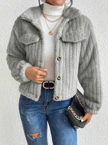 SHEIN LUNE Cazadora con diseño de solapa franela