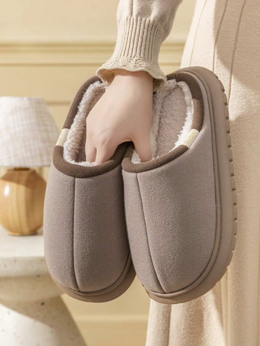 男士冬天厚鞋底室內拖鞋,防滑和濃烈香調室內便鞋適用於情侶 - 咖啡棕 - 查看 1