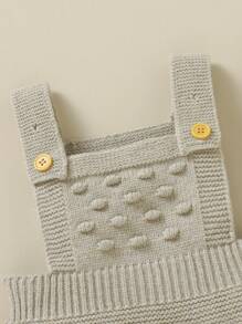 Baby Boy Solid Knit Jumpsuit Without Tee - Apricot - View 3