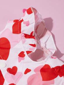 Valentine's Day Petsin Pink Heart Printed Cute Pet Dress With Short Sleeves For Small Dogs And Cats - Multicolor - View 5