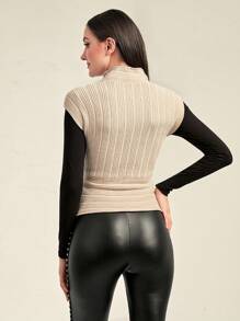 Seusyu 素色前圍裹無袖針織上衣不帶T恤 - 淺粉色 - 查看 2