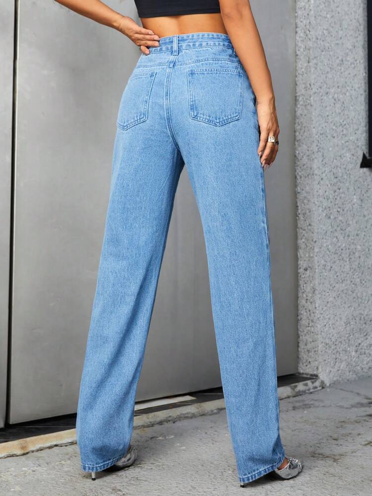 Lace Up Front Straight Leg Jeans