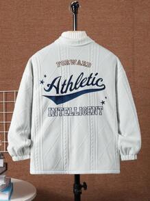 SHEIN Cậu bé Tween Thêu chữ vá Chi tiết áo Không có áo len - trắng - Xem 5