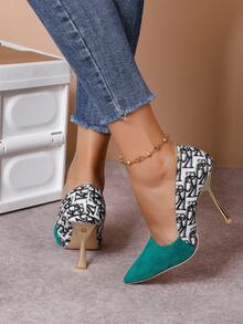 女士單綠色高跟鞋,豹紋印花 - 彩色 - 查看 4
