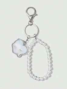 ROMWE Kawaii 1入組女性人造珍珠裝飾休閒鑰匙圈適用於情人節禮物 - 白色 - 查看 4
