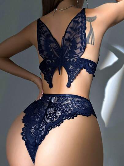 Bloemen Kanten Butterfly BH Slipje Verleidelijke Lingerie Set