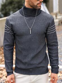 Manfinity Homme Nam Cổ áo cao Tay áo dài Áo len - màu đen - Xem 4