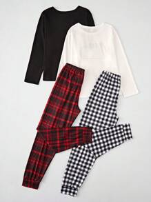 2入組青少年男孩格子睡衣套裝