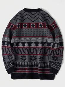 RueChic Men Geo Pattern Sweater - Grey - View 2