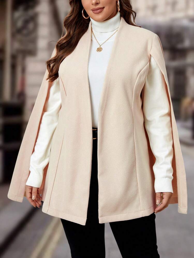 Plus Cloak Sleeve Belted Overcoat