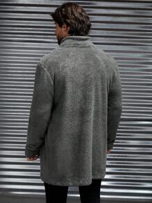 GENTILAND Nam Mở Mặt trước Áo khoác Teddy - Màu xám đen - Xem 2