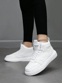 女士們新款休閒白色高幫運動鞋