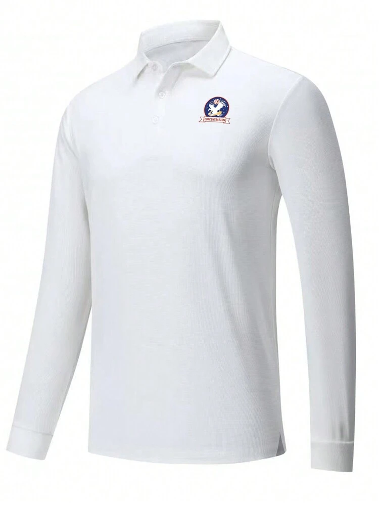 Boyfriend Style Men Letter Graphic Sports Polo Shirt Workout Tops Golf Shirt