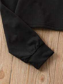 SHEIN 女大童素色連帽衫&吊帶上衣&標語圖案衛褲 - 黑與白 - 查看 5