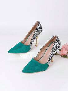 女士單綠色高跟鞋,豹紋印花 - 彩色 - 查看 5