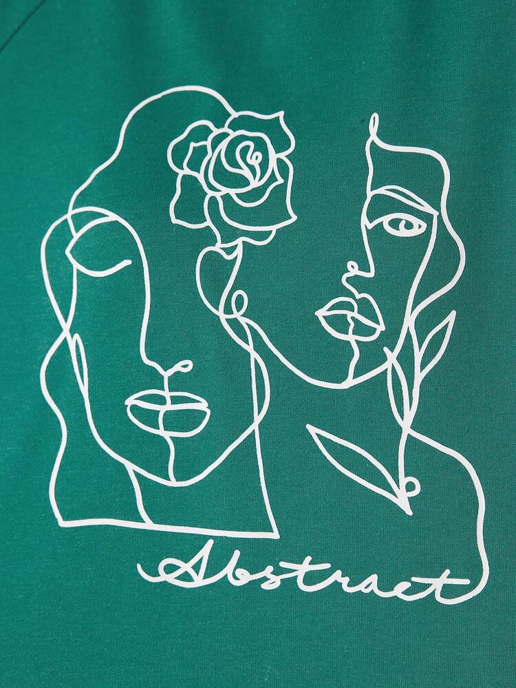 Figure & Letter Graphic Raglan Sleeve Sweatshirt