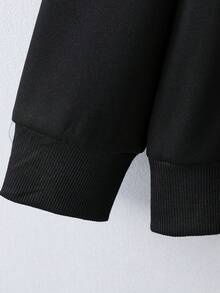 Manfinity Hypemode Loose Fit Men's Letter Print Polo Neck Drop Shoulder Sweatshirt - Black - View 3