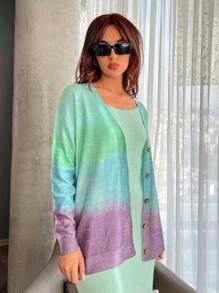 SHEIN Essnce Bóng Thả vai Nút phía trước Áo len Mở - Nhiều màu - Xem 3