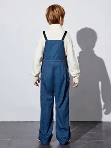 SHEIN Cậu bé Tween Đồ họa Chữ cái quần ống rộng Quần yếm Không có áo len - Nhiều màu - Xem 3