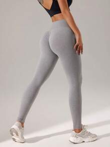 Easithlete Wide Waistband Sports Leggings - Grey - View 1