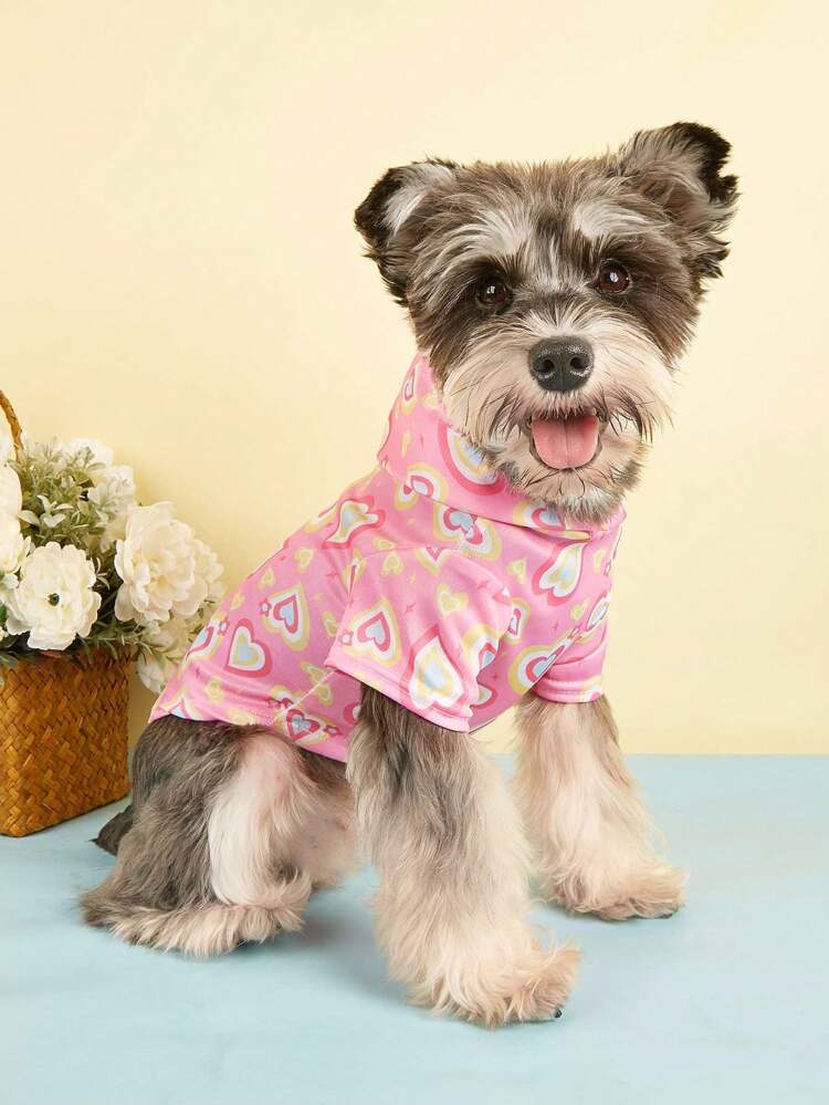 1pc Petsin Pet Sunscreen & Insect Repellent Hoodie With Pink Heart Decoration, For Cats And Dogs