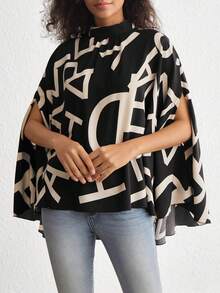 SHEIN Unity In thư áo tay cánh Cổ giả Áo sơ mi - màu đen - Xem 3