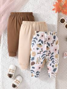 SHEIN Vintaside Kids Đứa bé gái 3pcs In hoa Quần thể thao - Nhiều màu - Xem 2