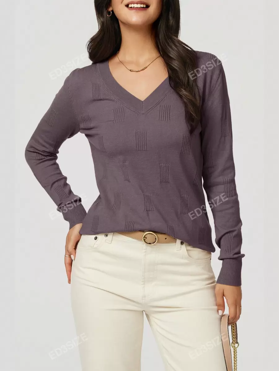 Solid V Neck Sweater