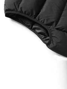 Men 1pc Zipper Front Vest Padded Coat - Black - View 6