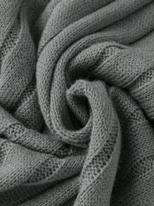 Calvaya Plus Mock Neck Drop Shoulder Sweater & Knit Pants Winter Fall Autumn - Dark Grey - View 3